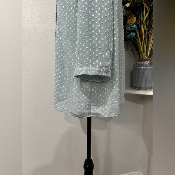 Krazy Kat Mint Green Embroidered Lace Button down Blouse sheer Sleeves size XL - Picture 4 of 10